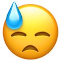 Apple 😓 Downcast Face with Sweat