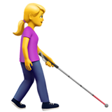 Apple 👩‍🦯‍➡️ Woman with White Cane Facing Right