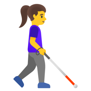 Google 👩‍🦯‍➡️ Woman with White Cane Facing Right