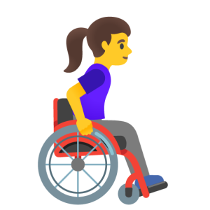 Google 👩‍🦽‍➡️ Femme en fauteuil roulant manuel tournée vers la droite